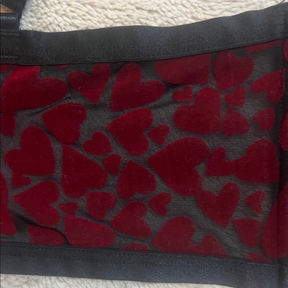 Sexy Mesh Black and Red Heart Pattern Bra Torrid Sz 1 EUC - Picture 2 of 9